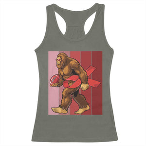 Funny Bigfoot Football HIV Awareness Racerback Tank Top Red Ribbon Retro Vintage Style Gift - Print Your Wear