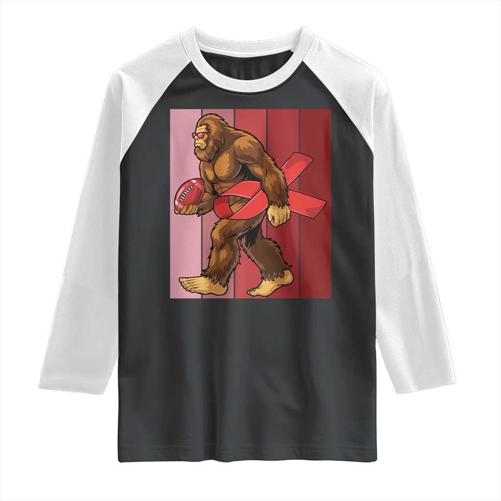 Funny Bigfoot Football HIV Awareness Raglan Shirt Red Ribbon Retro Vintage Style Gift TS12 Black White Print Your Wear