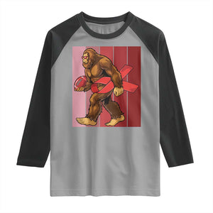 Funny Bigfoot Football HIV Awareness Raglan Shirt Red Ribbon Retro Vintage Style Gift TS12 Sport Gray Black Print Your Wear