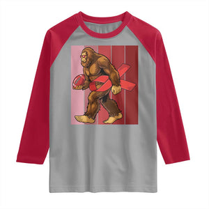Funny Bigfoot Football HIV Awareness Raglan Shirt Red Ribbon Retro Vintage Style Gift TS12 Sport Gray Red Print Your Wear