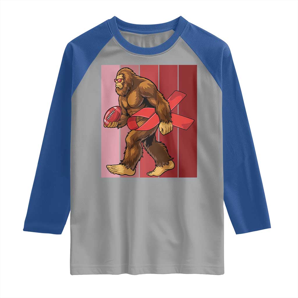 Funny Bigfoot Football HIV Awareness Raglan Shirt Red Ribbon Retro Vintage Style Gift TS12 Sport Gray Royal Print Your Wear