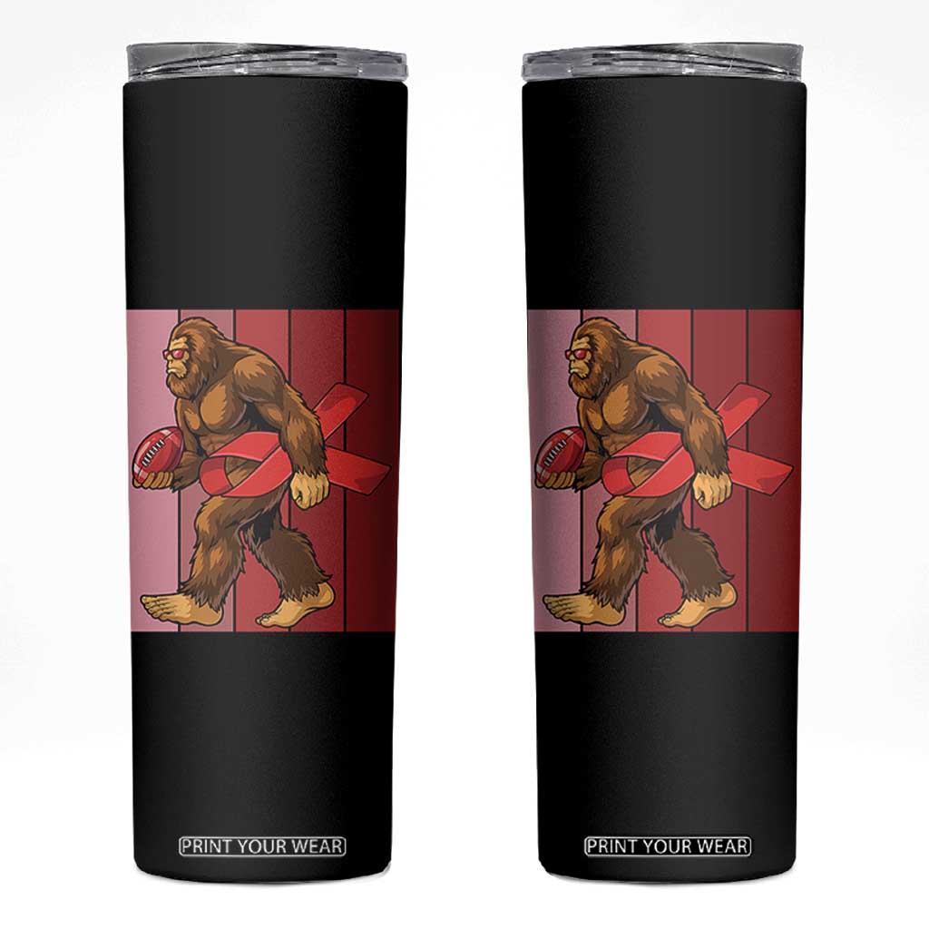 Funny Bigfoot Football HIV Awareness Skinny Tumbler Red Ribbon Retro Vintage Style Gift TS12 Black Print Your Wear