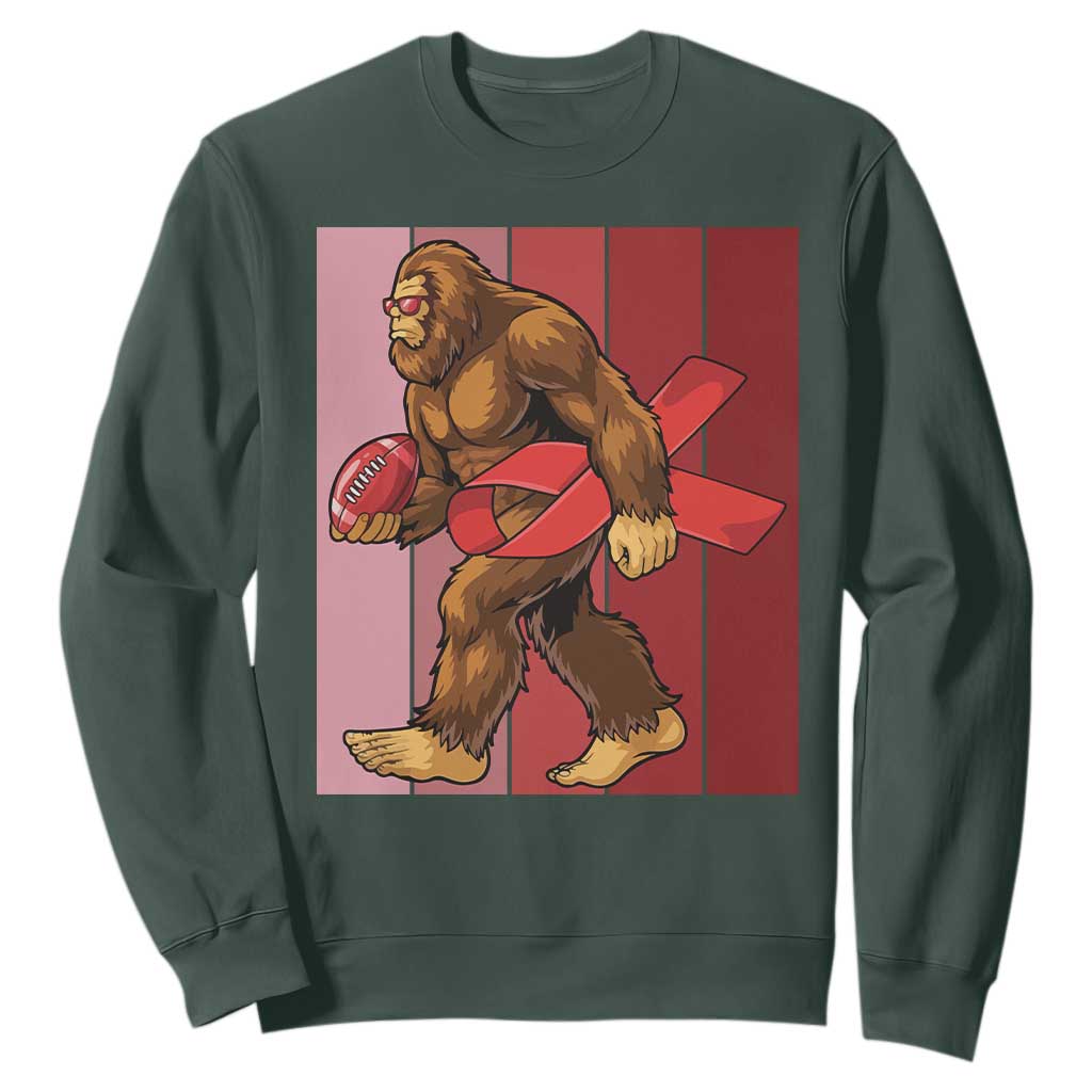 Funny Bigfoot Football HIV Awareness Sweatshirt Red Ribbon Retro Vintage Style Gift TS12 Dark Forest Green Print Your Wear