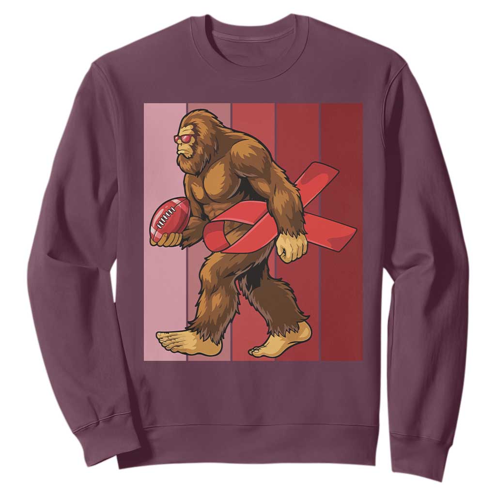 Funny Bigfoot Football HIV Awareness Sweatshirt Red Ribbon Retro Vintage Style Gift TS12 Maroon Print Your Wear