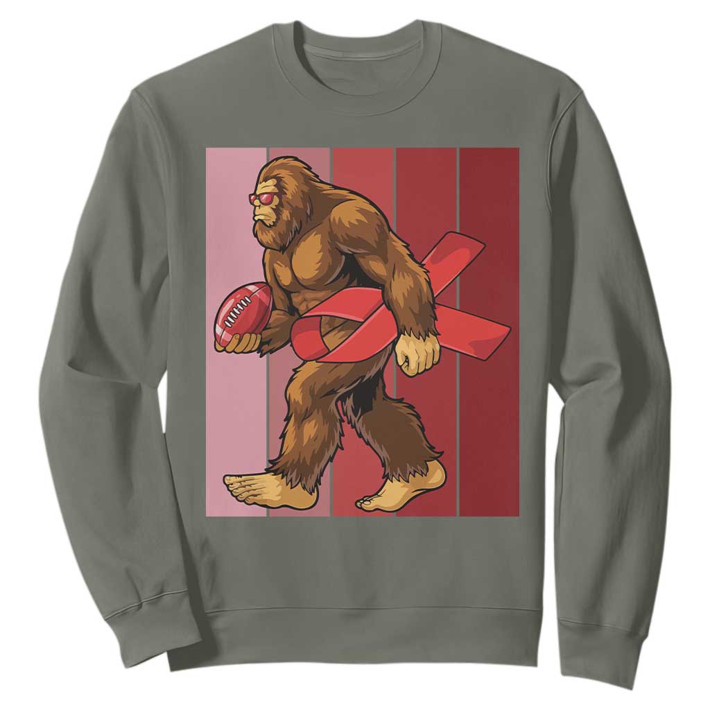 Funny Bigfoot Football HIV Awareness Sweatshirt Red Ribbon Retro Vintage Style Gift TS12 Military Green Print Your Wear
