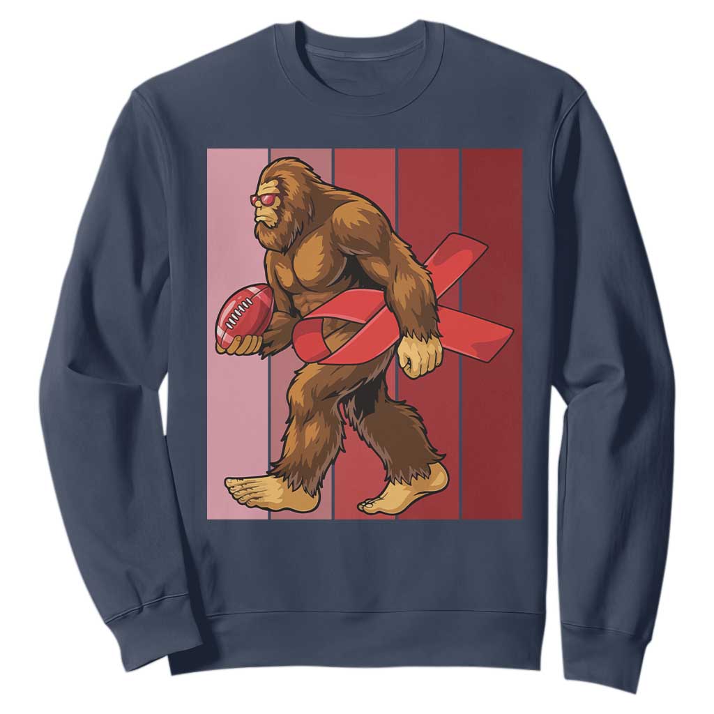 Funny Bigfoot Football HIV Awareness Sweatshirt Red Ribbon Retro Vintage Style Gift TS12 Navy Print Your Wear