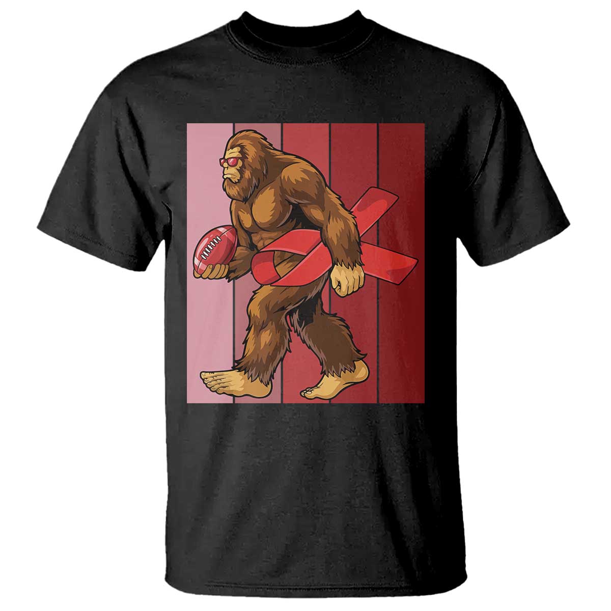 Funny Bigfoot Football HIV Awareness T Shirt Red Ribbon Retro Vintage Style Gift TS12 Black Print Your Wear