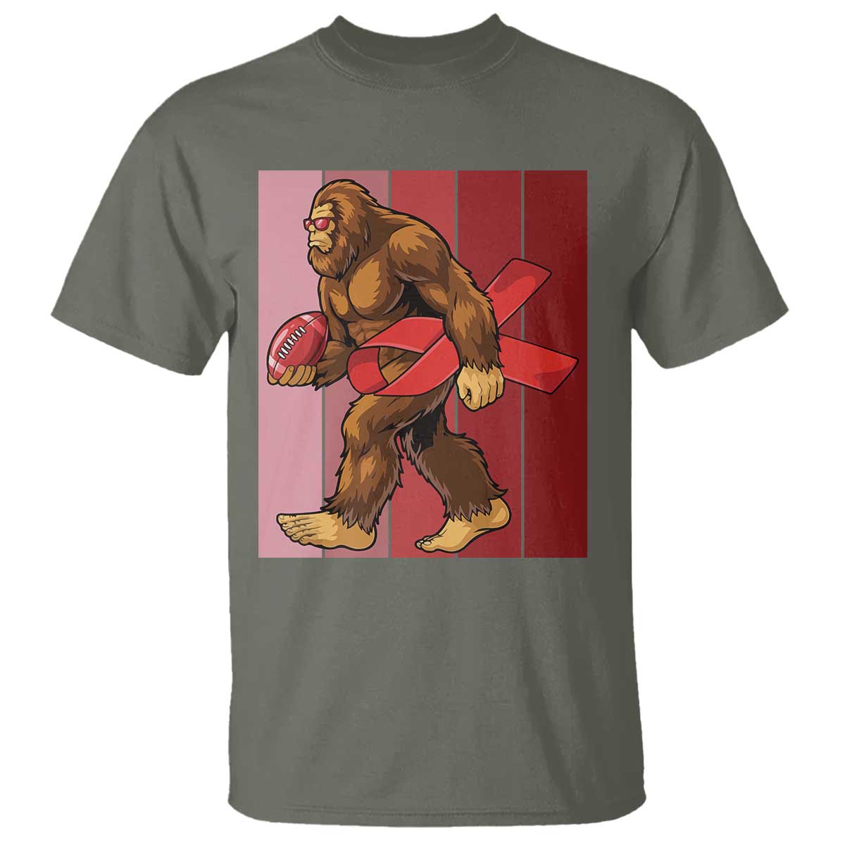 Funny Bigfoot Football HIV Awareness T Shirt Red Ribbon Retro Vintage Style Gift TS12 Military Green Print Your Wear