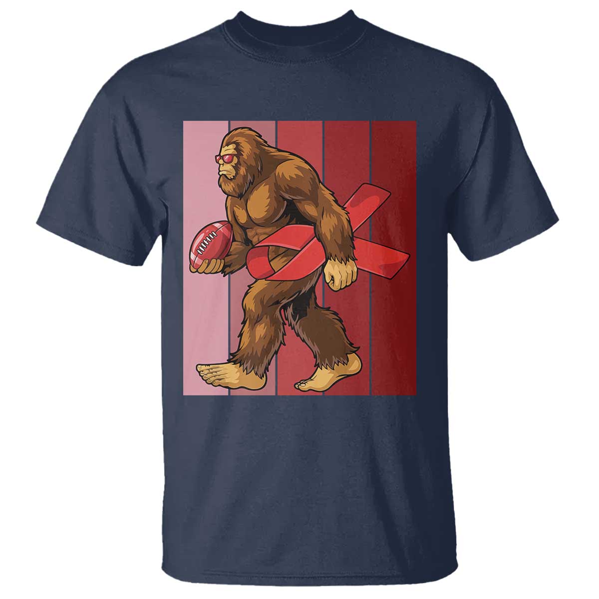 Funny Bigfoot Football HIV Awareness T Shirt Red Ribbon Retro Vintage Style Gift TS12 Navy Print Your Wear