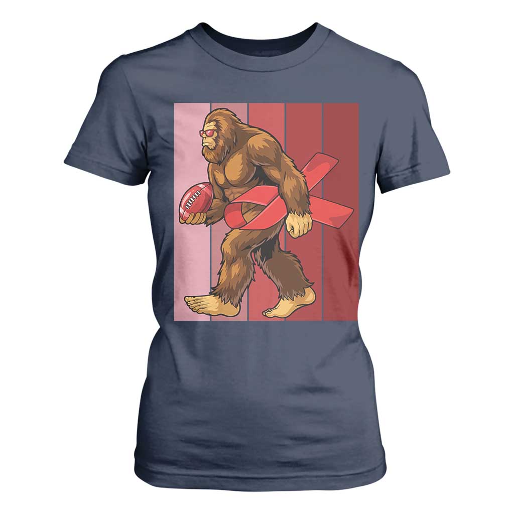 Funny Bigfoot Football HIV Awareness T Shirt For Women Red Ribbon Retro Vintage Style Gift TS12 Navy Print Your Wear