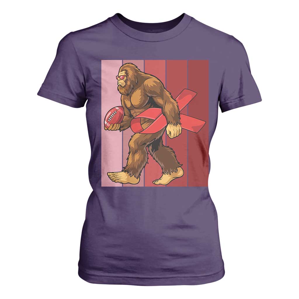 Funny Bigfoot Football HIV Awareness T Shirt For Women Red Ribbon Retro Vintage Style Gift TS12 Purple Print Your Wear