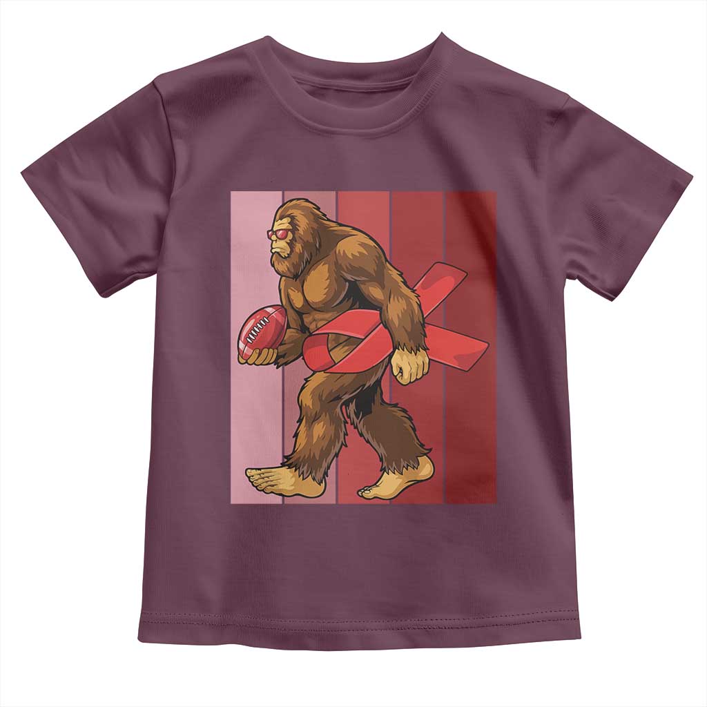 Funny Bigfoot Football HIV Awareness Toddler T Shirt Red Ribbon Retro Vintage Style Gift TS12 Maroon Print Your Wear