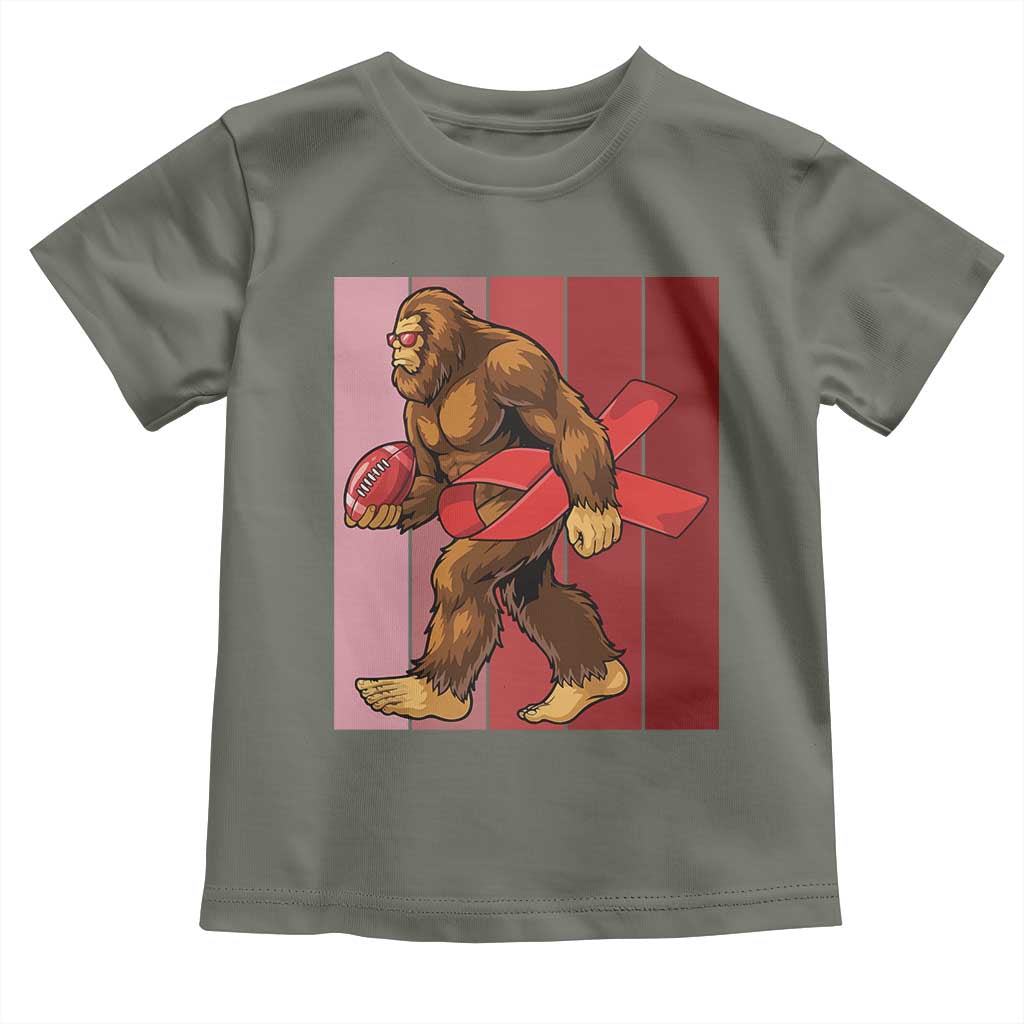 Funny Bigfoot Football HIV Awareness Toddler T Shirt Red Ribbon Retro Vintage Style Gift TS12 Military Green Print Your Wear