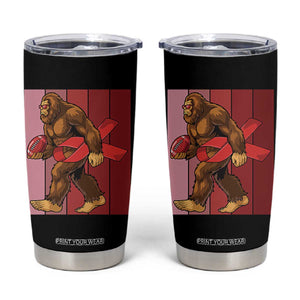Funny Bigfoot Football HIV Awareness Tumbler Cup Red Ribbon Retro Vintage Style Gift TS12 Black Print Your Wear