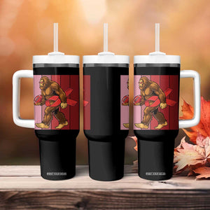 Funny Bigfoot Football HIV Awareness Tumbler With Handle Red Ribbon Retro Vintage Style Gift TS12 Print Your Wear