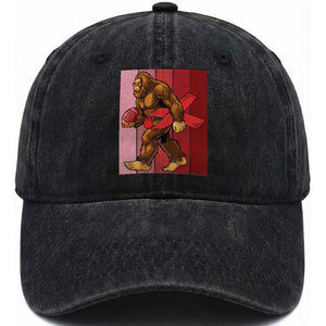 Funny Bigfoot Football HIV Awareness Washed Cotton Baseball Cap Red Ribbon Retro Vintage Style Gift TS12 Print Your Wear