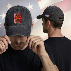 Funny Bigfoot Football HIV Awareness Washed Cotton Baseball Cap Red Ribbon Retro Vintage Style Gift TS12 Print Your Wear