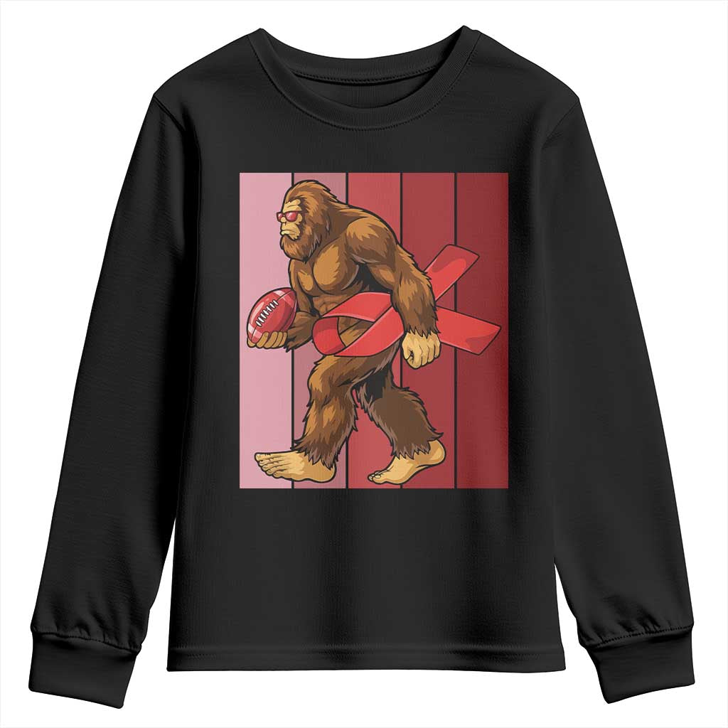 Funny Bigfoot Football HIV Awareness Youth Sweatshirt Red Ribbon Retro Vintage Style Gift TS12 Black Print Your Wear