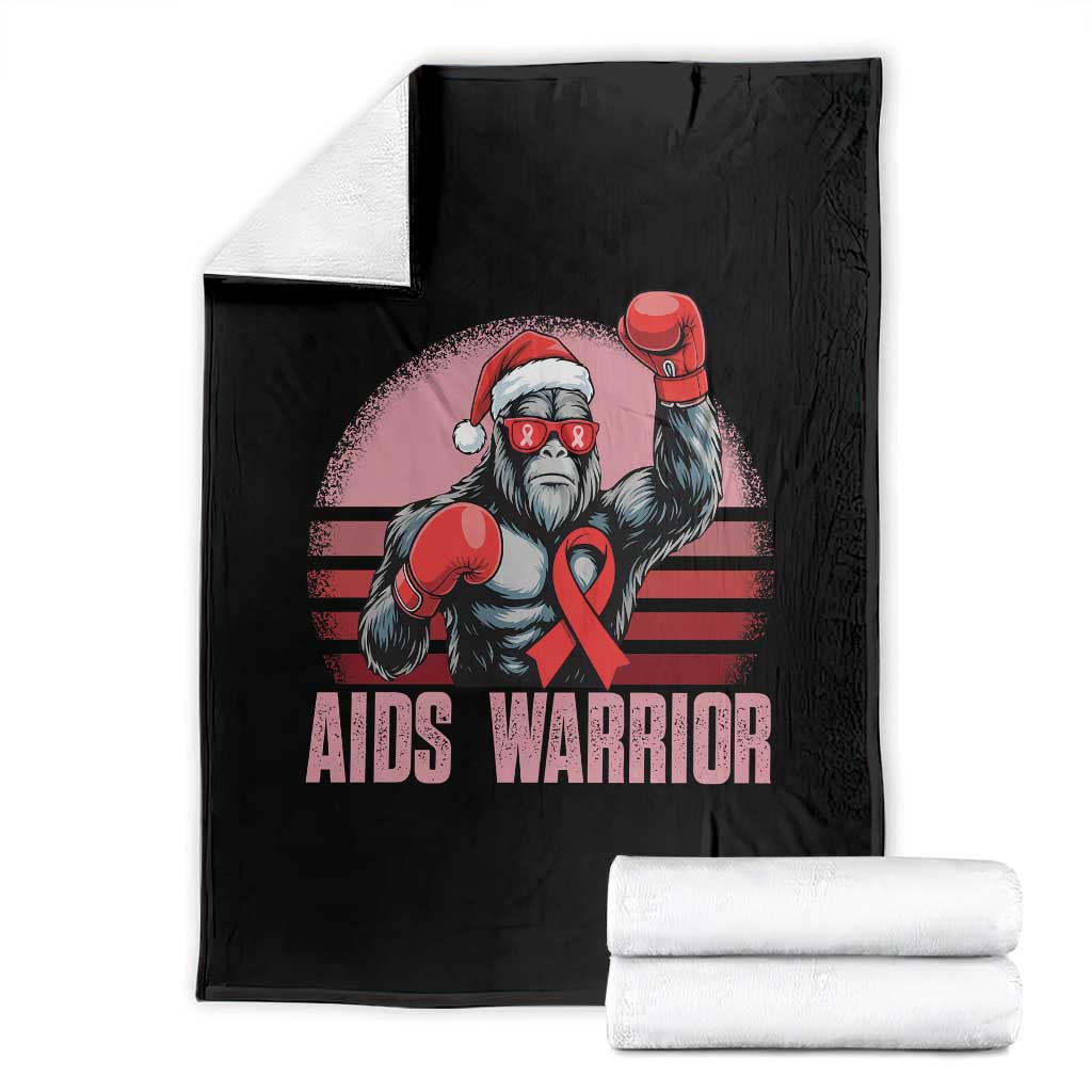 Christmas Santa Bigfoot HIV Awareness Throw Blanket Retro Vintage Style Gift TS12 Black Print Your Wear