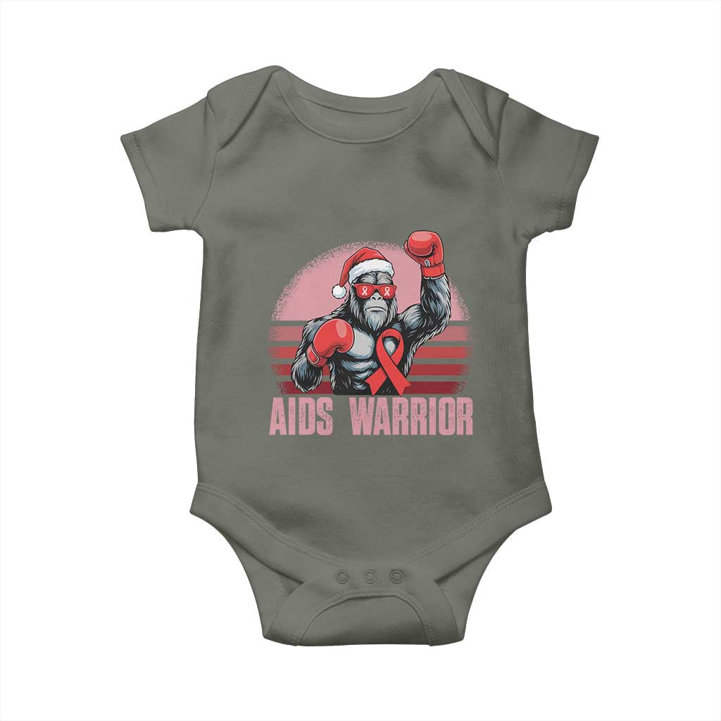 Christmas Santa Bigfoot HIV Awareness Baby Onesie Retro Vintage Style Gift TS12 Military Green Print Your Wear
