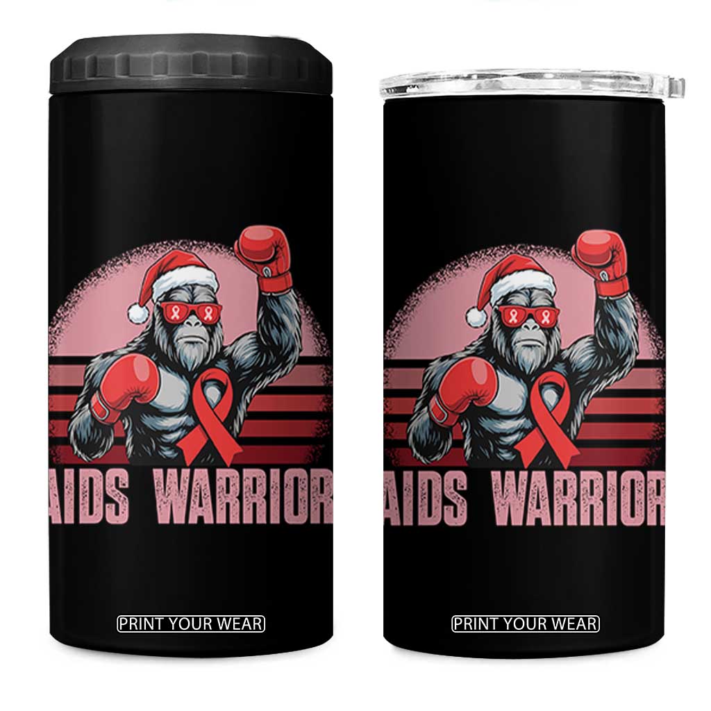 Christmas Santa Bigfoot HIV Awareness 4 in 1 Can Cooler Tumbler Retro Vintage Style Gift TS12 One Size: 16 oz Black Print Your Wear