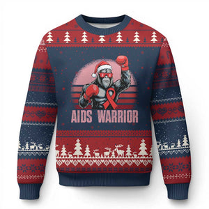 Xmas Santa Bigfoot HIV Awareness Ugly Christmas Sweater Retro Vintage Style Gift TS12 Navy Red Print Your Wear