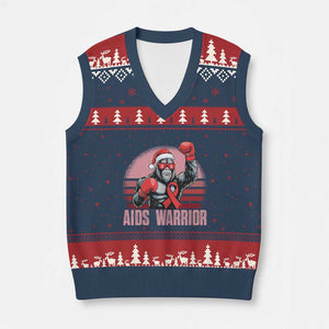 Xmas Santa Bigfoot HIV Awareness V-Neck Knit Sweater Vest Retro Vintage Style Gift TS12 Navy Red Print Your Wear