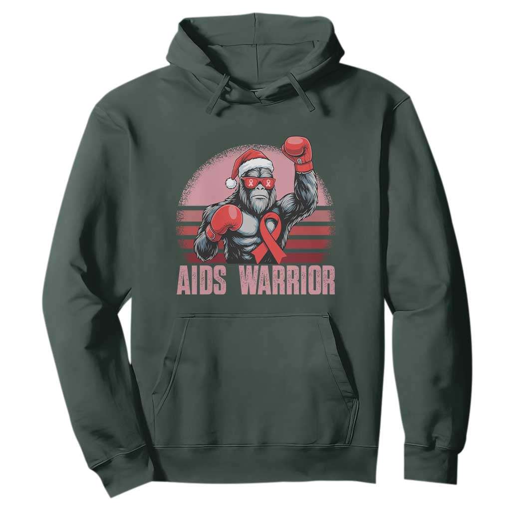 Christmas Santa Bigfoot HIV Awareness Hoodie Retro Vintage Style Gift TS12 Dark Forest Green Print Your Wear