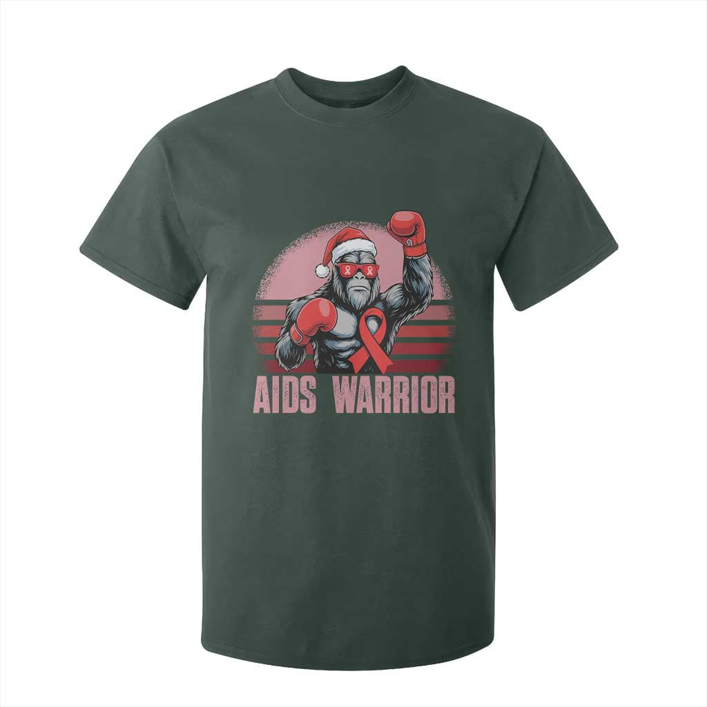 Christmas Santa Bigfoot HIV Awareness T Shirt For Kid Retro Vintage Style Gift TS12 Dark Forest Green Print Your Wear