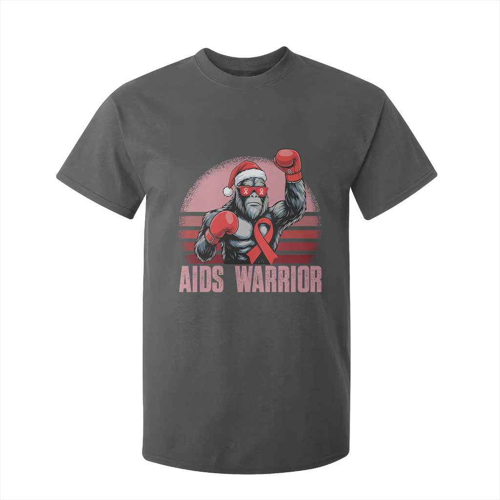 Christmas Santa Bigfoot HIV Awareness T Shirt For Kid Retro Vintage Style Gift TS12 Dark Heather Print Your Wear