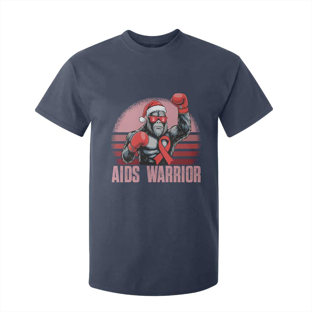 Christmas Santa Bigfoot HIV Awareness T Shirt For Kid Retro Vintage Style Gift TS12 Navy Print Your Wear