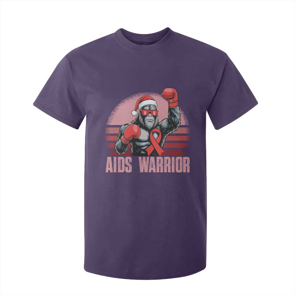 Christmas Santa Bigfoot HIV Awareness T Shirt For Kid Retro Vintage Style Gift TS12 Purple Print Your Wear