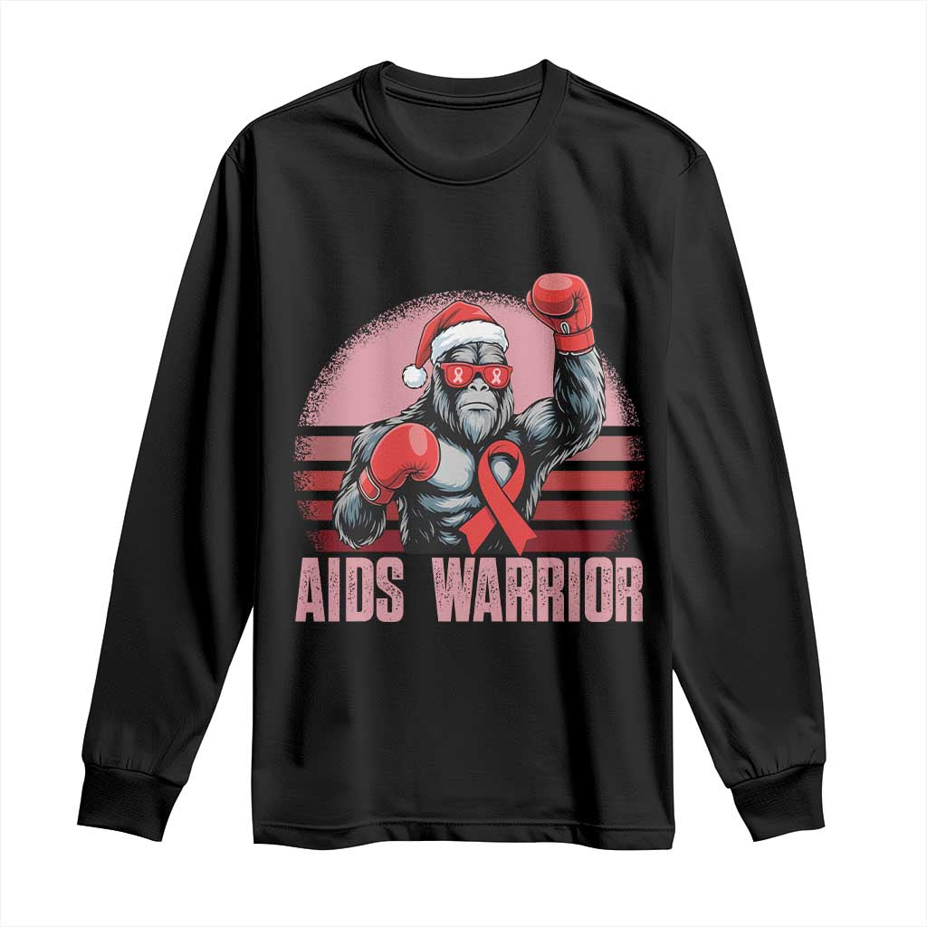 Christmas Santa Bigfoot HIV Awareness Long Sleeve Shirt Retro Vintage Style Gift TS12 Black Print Your Wear