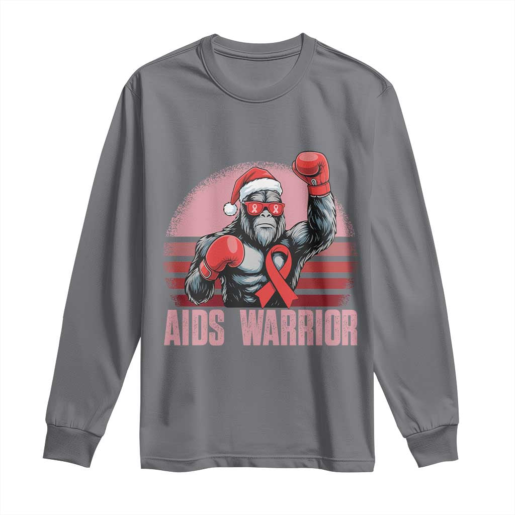 Christmas Santa Bigfoot HIV Awareness Long Sleeve Shirt Retro Vintage Style Gift TS12 Charcoal Print Your Wear