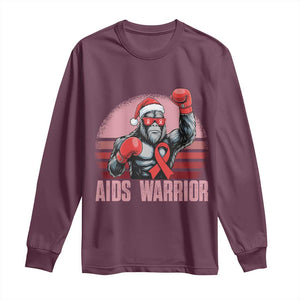 Christmas Santa Bigfoot HIV Awareness Long Sleeve Shirt Retro Vintage Style Gift TS12 Maroon Print Your Wear