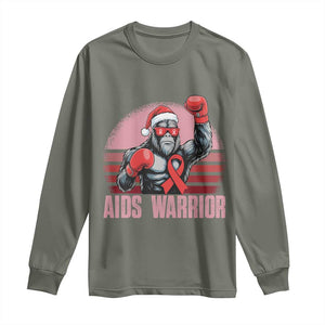 Christmas Santa Bigfoot HIV Awareness Long Sleeve Shirt Retro Vintage Style Gift TS12 Military Green Print Your Wear