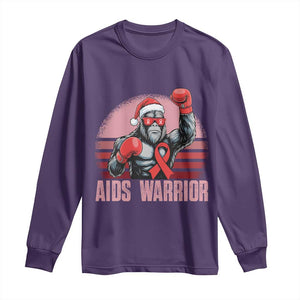 Christmas Santa Bigfoot HIV Awareness Long Sleeve Shirt Retro Vintage Style Gift TS12 Purple Print Your Wear