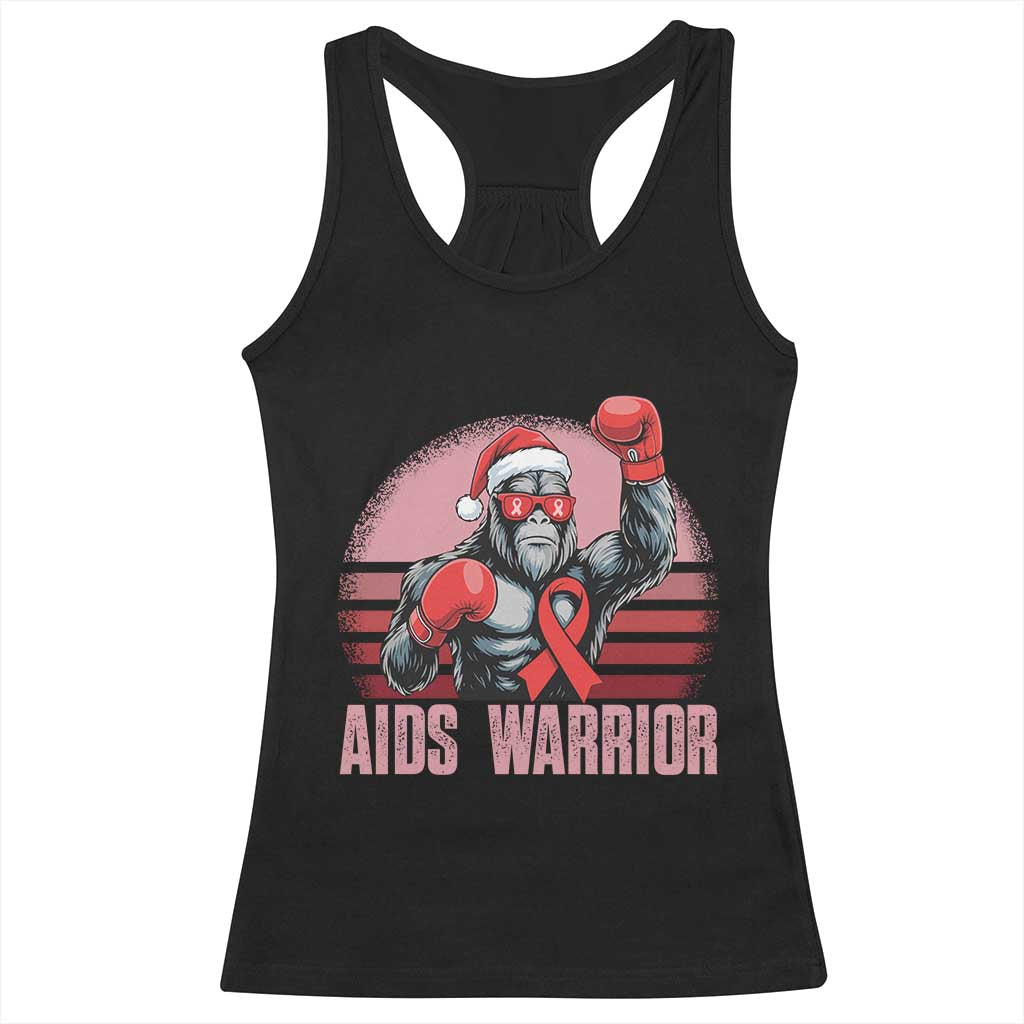 Christmas Santa Bigfoot HIV Awareness Racerback Tank Top Retro Vintage Style Gift - Print Your Wear