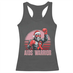 Christmas Santa Bigfoot HIV Awareness Racerback Tank Top Retro Vintage Style Gift TS12 Dark Heather Print Your Wear