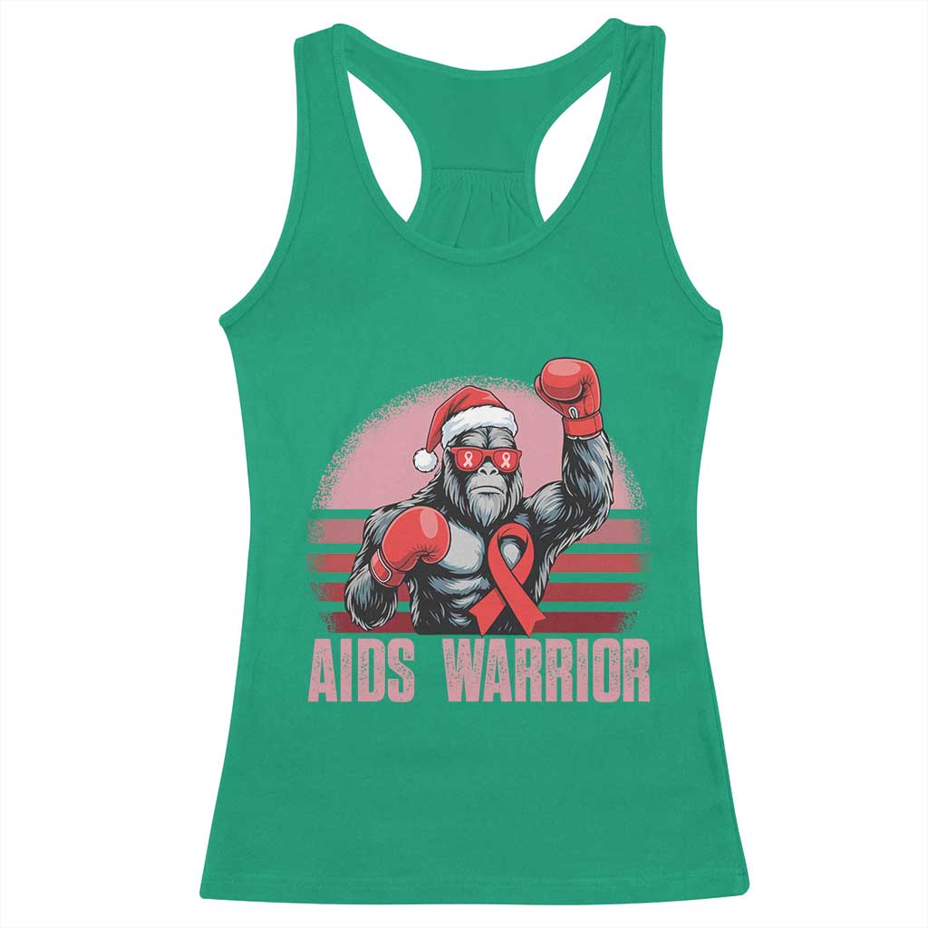 Christmas Santa Bigfoot HIV Awareness Racerback Tank Top Retro Vintage Style Gift - Print Your Wear