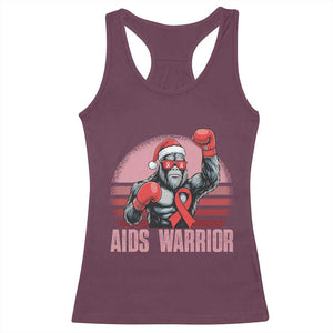 Christmas Santa Bigfoot HIV Awareness Racerback Tank Top Retro Vintage Style Gift TS12 Maroon Print Your Wear