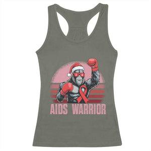 Christmas Santa Bigfoot HIV Awareness Racerback Tank Top Retro Vintage Style Gift TS12 Military Green Print Your Wear