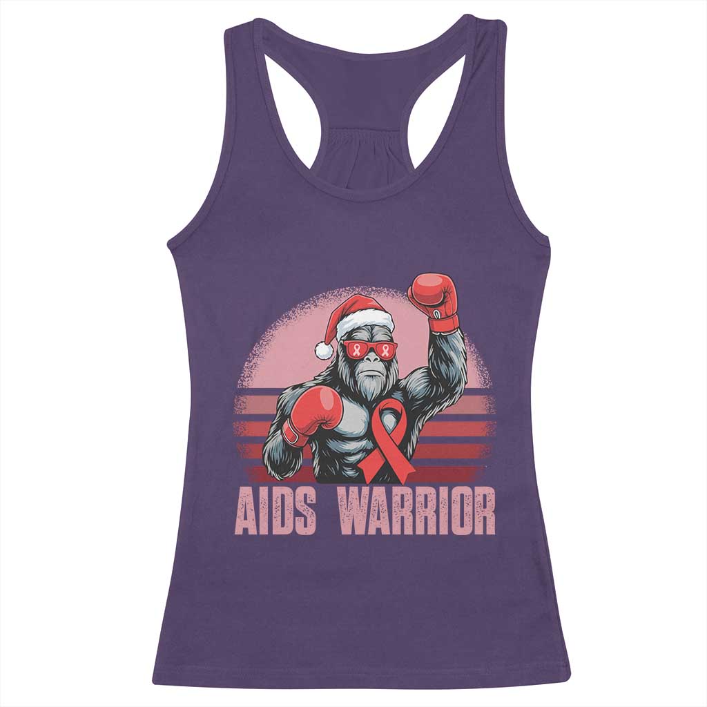 Christmas Santa Bigfoot HIV Awareness Racerback Tank Top Retro Vintage Style Gift TS12 Purple Print Your Wear