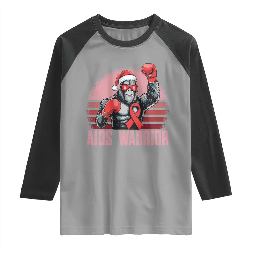 Christmas Santa Bigfoot HIV Awareness Raglan Shirt Retro Vintage Style Gift TS12 Sport Gray Black Print Your Wear