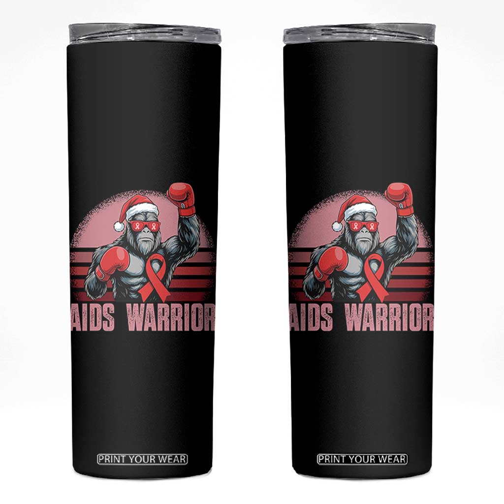 Christmas Santa Bigfoot HIV Awareness Skinny Tumbler Retro Vintage Style Gift TS12 Black Print Your Wear