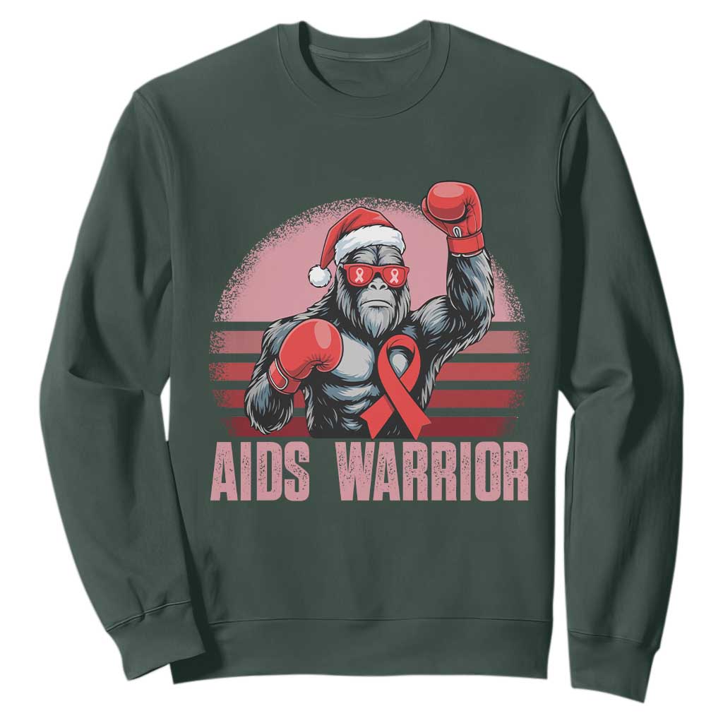 Christmas Santa Bigfoot HIV Awareness Sweatshirt Retro Vintage Style Gift TS12 Dark Forest Green Print Your Wear