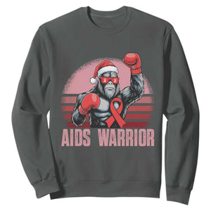 Christmas Santa Bigfoot HIV Awareness Sweatshirt Retro Vintage Style Gift TS12 Dark Heather Print Your Wear