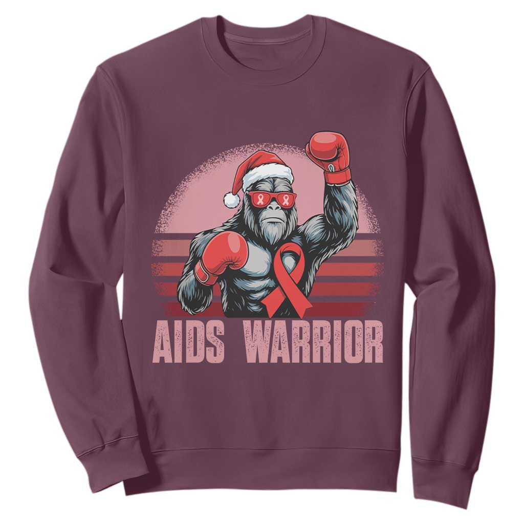Christmas Santa Bigfoot HIV Awareness Sweatshirt Retro Vintage Style Gift TS12 Maroon Print Your Wear