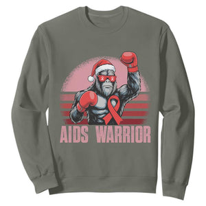 Christmas Santa Bigfoot HIV Awareness Sweatshirt Retro Vintage Style Gift TS12 Military Green Print Your Wear