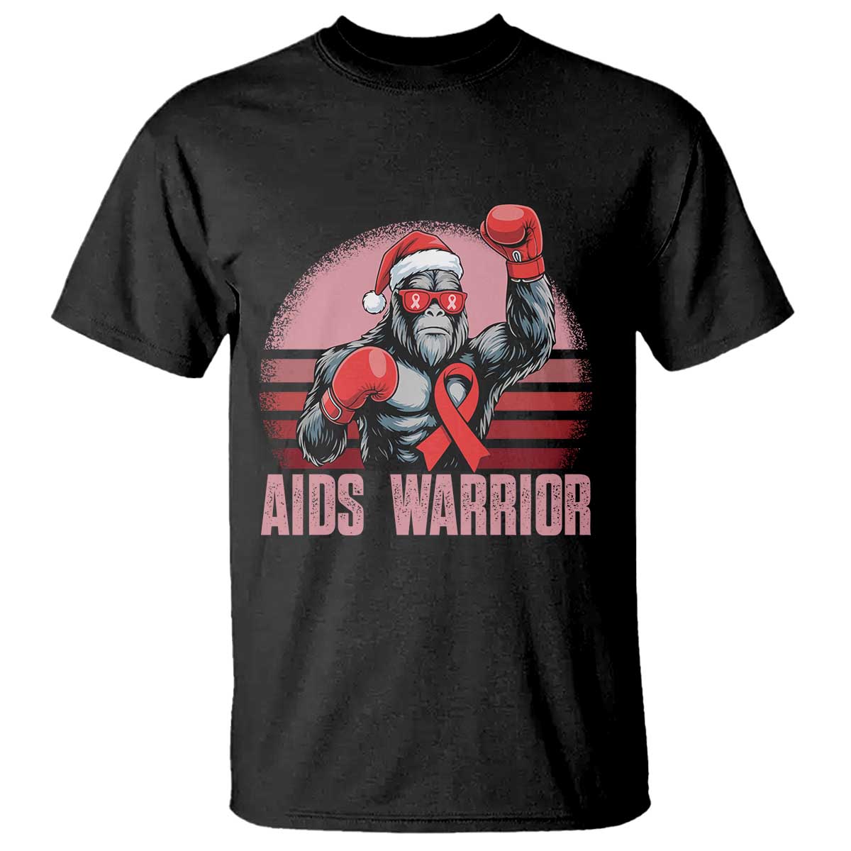 Christmas Santa Bigfoot HIV Awareness T Shirt Retro Vintage Style Gift TS12 Black Print Your Wear